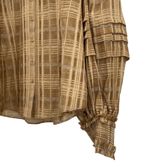 NWT Ulla Johnson Circe Plaid Blouse Chamomile Size 0 Ruffle‎ Puff Sleeve Blouson - Picture 14 of 16